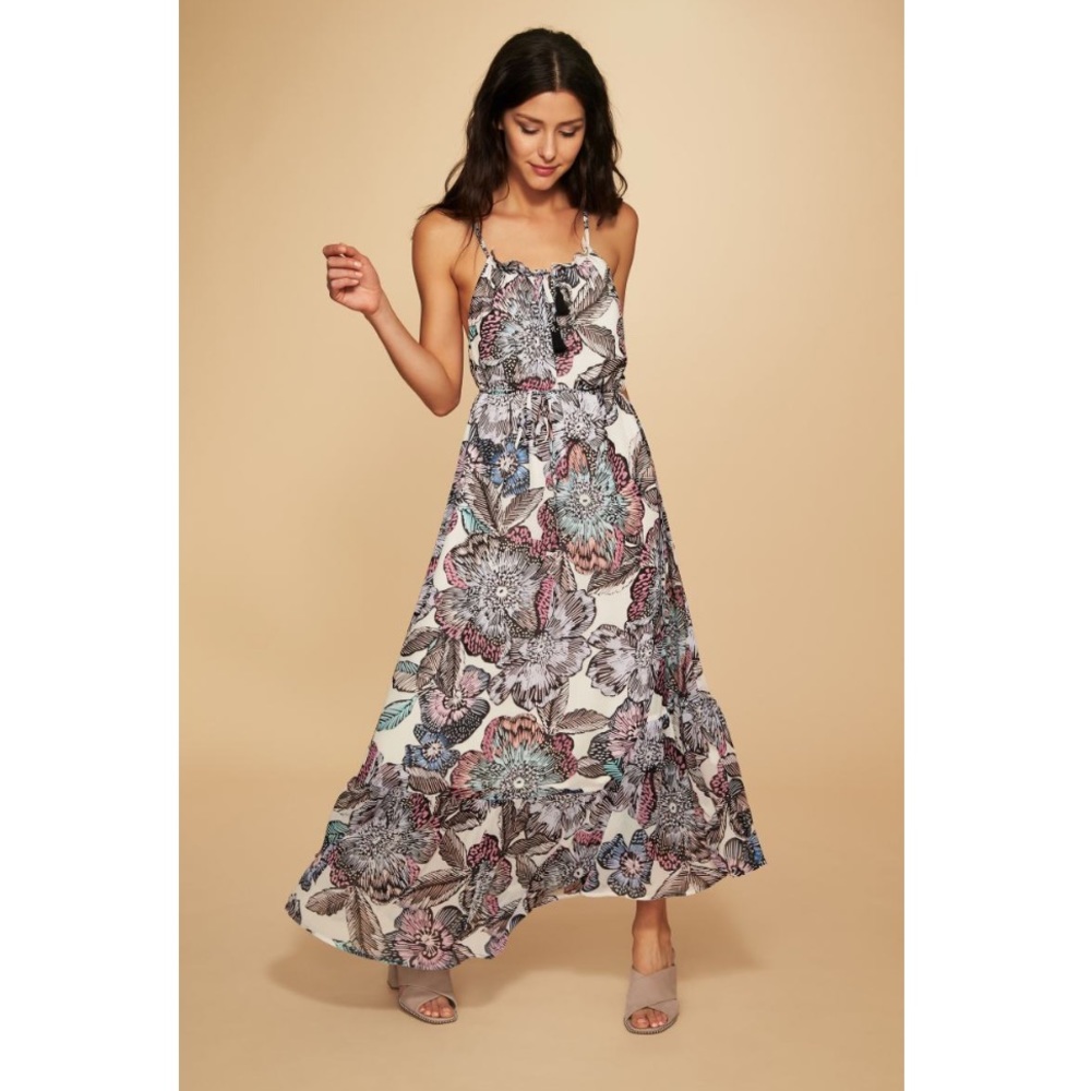 Flowy long flower print dress